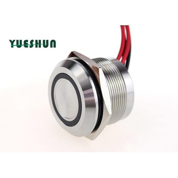 Quality Stainless Steel 25mm Piezoelectric Push Button 50ms Pulse Time Blue Red Light for sale