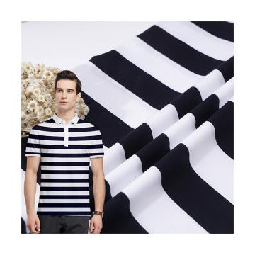 Quality Comfortable Black Stripe Fabric Mercerized Cotton Skin Friendly Texture for sale