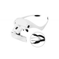 China 353g White Headband Magnifier With LED Light Replaceable Lenses factory