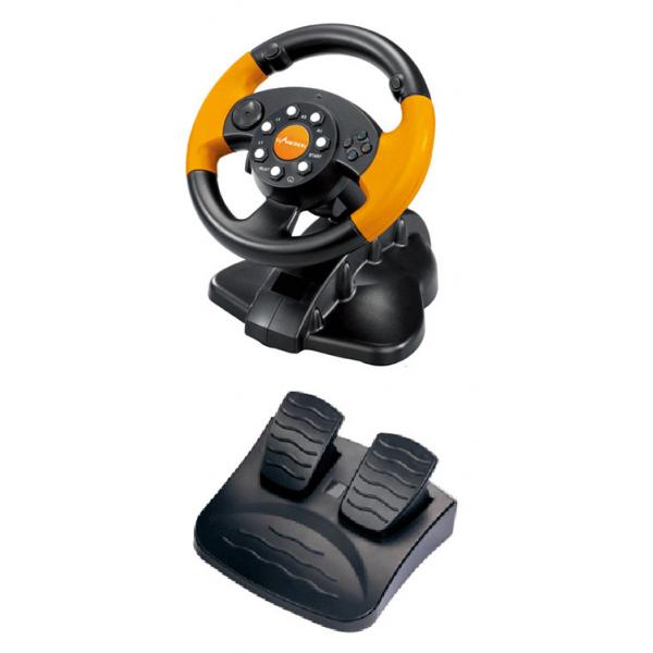 Quality Wired USB Vibration PC Gaming Steering Wheel With CD-ROM Driver for sale