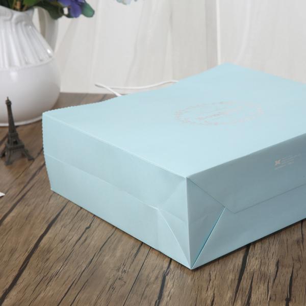 Quality Light Blue / Pink Personalized Paper Gift Bags 150gsm White Kraft Paper Material for sale