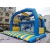 China Kids N Adults Inflatable Sports Games Football Goal Shoot With Big Jumping Pad For Interactive Games factory