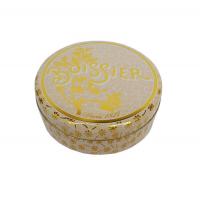 Quality Gold Flower Print Metal Tin Containers With Round Shape Dia 80mmx25mm for sale