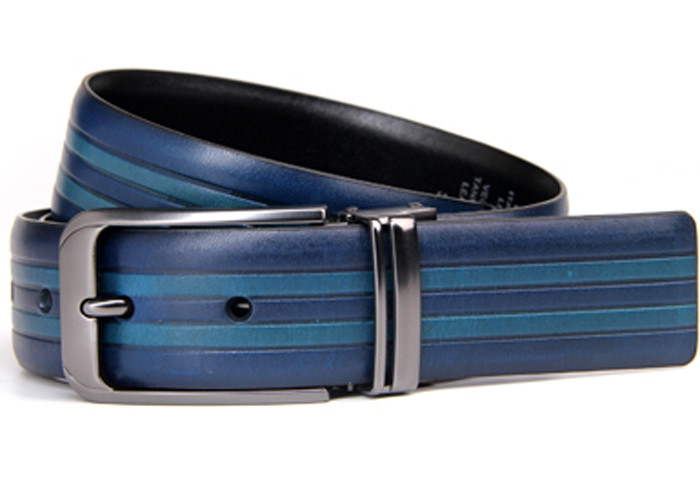 China Fashionable Embossed Leather Belt With Double Color Width 3.3cm factory