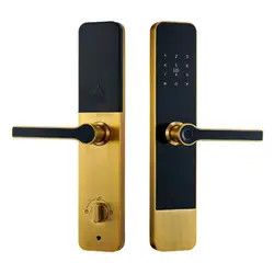 Quality Apartment Light Gold TTLock Digital Door Lock Biometric Intelligent Smart Door for sale