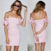 Quality 2018 New Arrivals Clothing Ruffled Sleeve Pink Gingham Women Dresses Summer for sale
