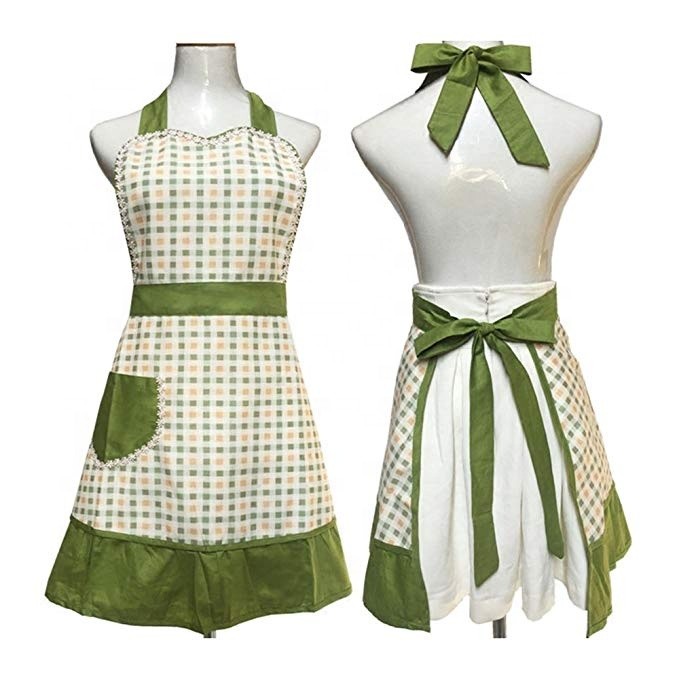China Lovely Retro Country Cute Aprons With Pockets Waitress Embroidered Pastoral Style factory