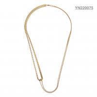 China Unique 18k Gold Plated Jewelry Nice Simple Splicing Double Chain Necklace factory