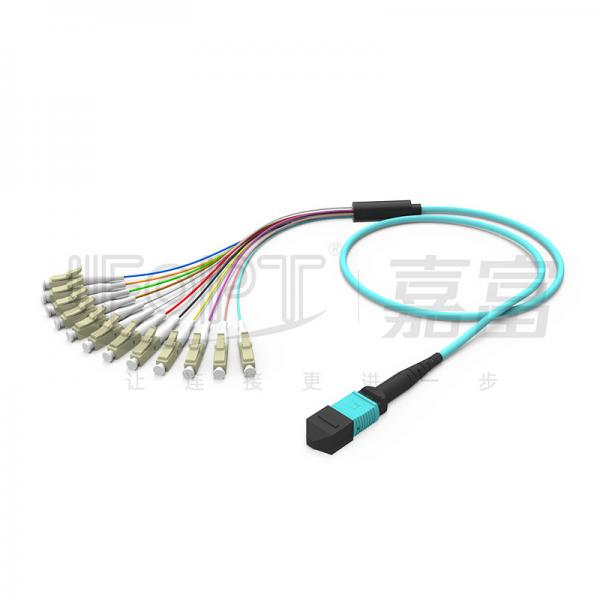 Quality 12 Cores MPO To LC Breakout Multimode Patch Cord OM1 OM2 OM3 OM4 OM5 0.9mm Branch for sale