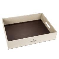 China wholesale beige dark wooden pu leather shoe box for guest room supplies factory