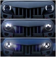 China wrangler accessories 7&quot; inch round led headlights drl 60w jeep half angle eyes headlight factory