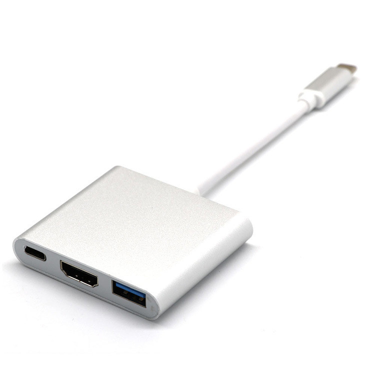 China Type c to HDMI HD adapter and Aluminum alloy silver USB3.1 faster data cable factory