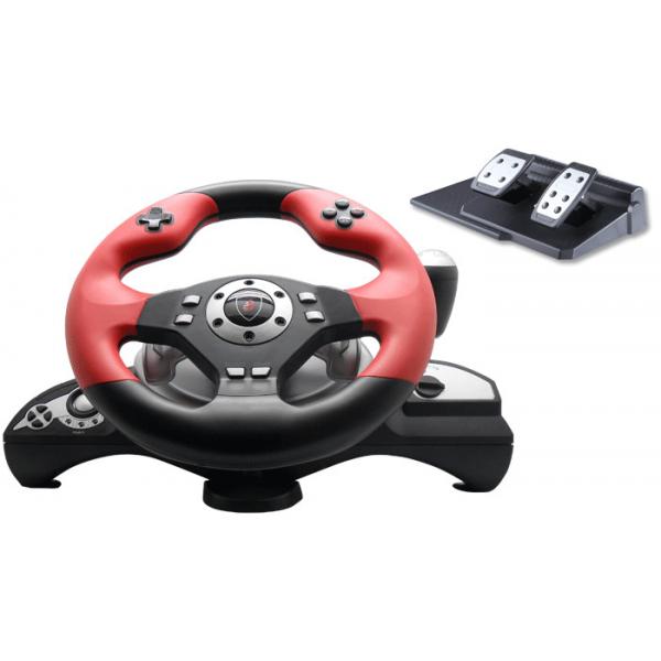 Quality Big 2 Axis 12 Button P3 / P2 Steering Wheel And Pedals With Auto Centering for sale