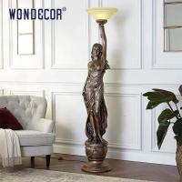 Quality Custom House Indoor Decorative Metal Art Bronze Lady Lamp Sculpture for sale
