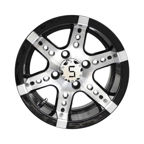 Quality 12 Inches Machined/Glossy Black Golf Cart Wheels 6 Spokes 4x4 Bolt for sale