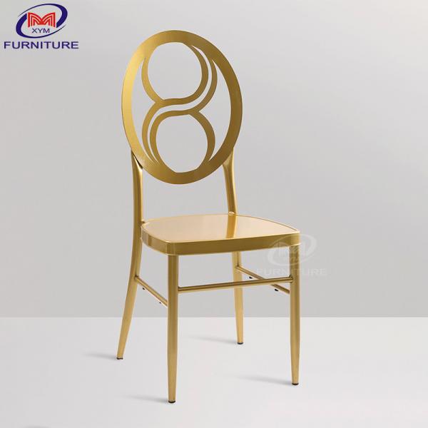 Quality ODM Lucky Eight Aluminum Gold Metal Chiavari Chair For Wedding restaurant for sale
