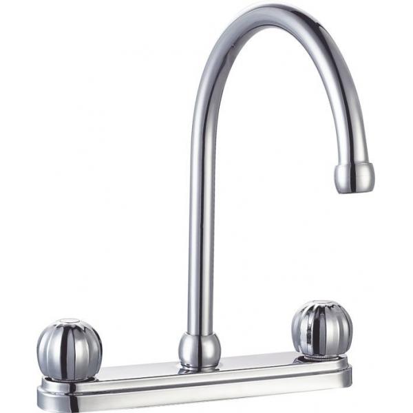 Quality Polished Chrome Centerset Kitchen Faucet 2 Handle Drip Free for sale