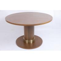 China White Oak Veneer Metal Inlay Border Dining Table Pedestal Base With Metal Collar factory