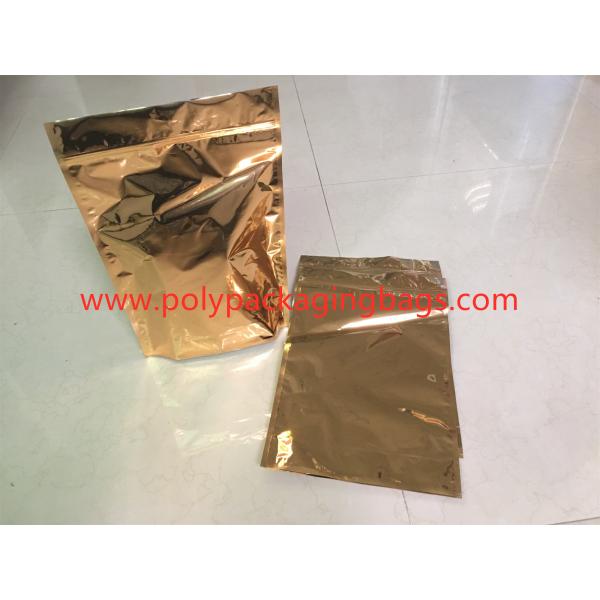 Quality Gold PET Composite CPP Standing Foil Ziplock Bags For Powder ,  Herbs for sale