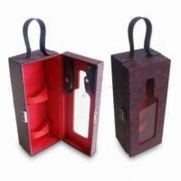 China Customized Small Cardboard Wine Packaging Gift Box with PU Leather Handle factory