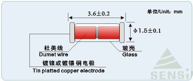 Miniature Design Glass Encapsulated NTC Thermistor for SMT Automatic Installation 1