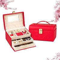 China Velvet Lining 3 Layer Jewelry Box , Jewellery Drawer Organiser 22*16.5*12.5cm With Lock factory