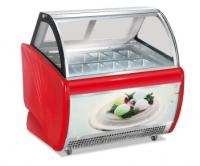 China Curved Sliding Door Ice Cream Display Freezer Red , Green , Black Color factory