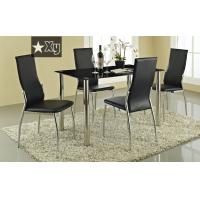 China hot sell black tempered glass dining table and pu chair for sale