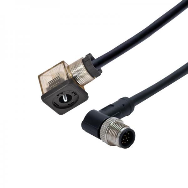 Quality M12 Molding Female Solenoid Cable Connector 8mm 9.4mm 10mm 11mm 18mm for sale