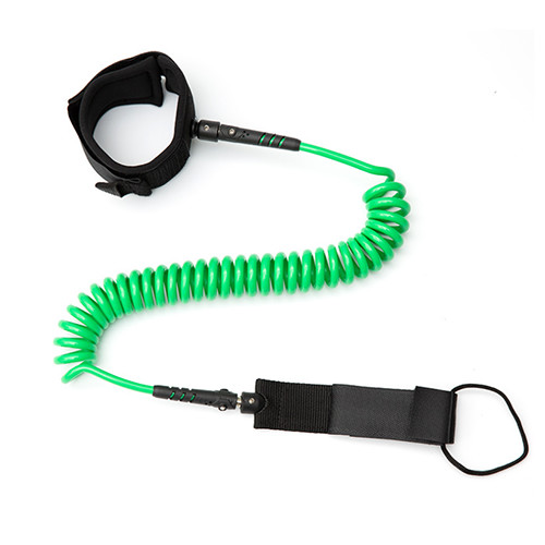 Quality 10 Feet Security Surboard Surf Coiled Leash PU With Wristband / Rope Loop for sale
