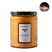 China Tapered Vegan Soy Candles Scented 20cm Height In Amber Glass Jar factory
