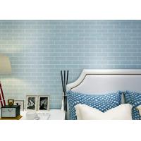 China Blue Pre - Pasted Self Adhesive Wall Covering Non Woven / 3D Brick Wallpaper , CE Standard factory