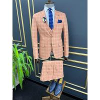 Quality Slim Fit Mens 3 Piece Tuxedo Plaid Striped For Wedding for sale