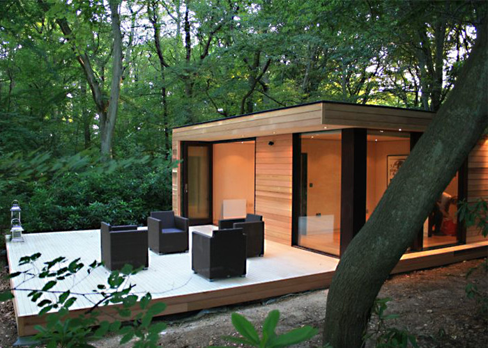 Quality Beautiful Prefab Garden Studio Cabin With Deck Modular Homes Pod Lodge Back Yard House for sale