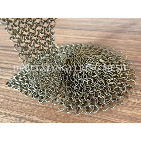 Quality Metal Chain Link Bronze 3mm Ring Mesh Curtain Stainless Steel With Customized Pattern for sale