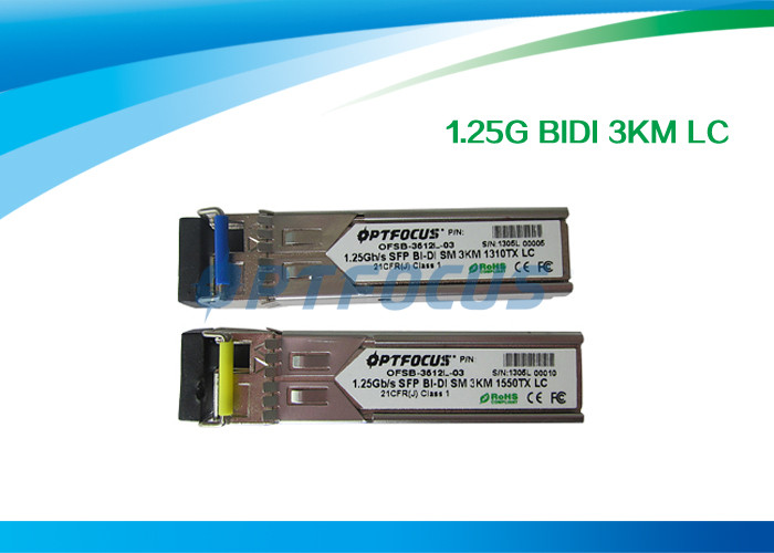 China Gigabit Ethernet SFP Optical Transceiver / Fiber Optic Transceiver 1.25G Bi-Di 3km LC Connector for sale