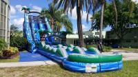 China Blue Jungle Theme Large Double Lane Water Slide With Big Pool factory