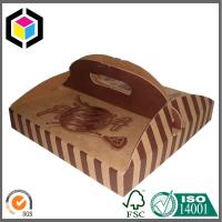 China Custom Brown Color Printed Pizza Box with Handle; Food Grade Paper Pizza Box factory