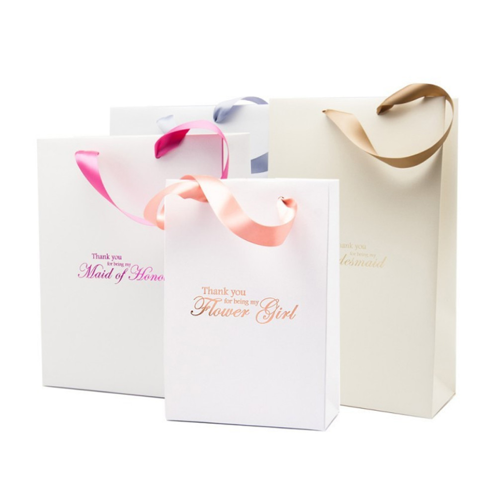 China Custom Craft Christmas Gift Favour Paper Bags White Luxury Paper Bag Thank You Bags For Boutique factory