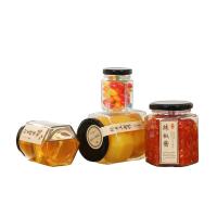 China Flat Hexagon Airtight Mason Jars , BPA Free Food Safe Glass Candy Jar With Lid factory