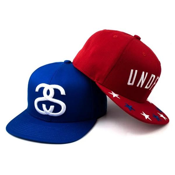 Quality Custom 3d Puff Embroidery Flat Brim Snapback Hats Black Red Blue Color for sale