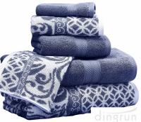 China Luxuriously Soft Quickly Absorbed Yarn Dyed Cotton Jacquard Towel Set factory