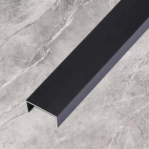 Quality U Shape Aluminum Tile Edge Trim Black Decoration For Wall Decoration for sale
