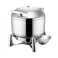 China Buffet Ware Stainless Steel Cookwares Roung Soup Warmer With Glass Window / Lid 10Ltr factory