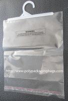 China Small Clear PP Poly Bags With Hangers For Apparel / Clothing / Dress factory
