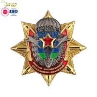 China Custom Eagle Logo Lapel Pin Badge Zinc Alloy Embossed Metal 3D Enamel Star Shape factory