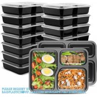 China 34oz 3 Compartment Meal Prep Containers 150 Packs, 150 Pieces Trays And 150 Pieces Lids factory