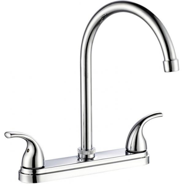 Quality Brass Centerset Two Handle Kitchen Faucet In Chrome Deck Mounted for sale