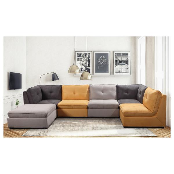 Quality L Shape Modern Modular Sectional Sofa Anti Fading Multicolor for sale