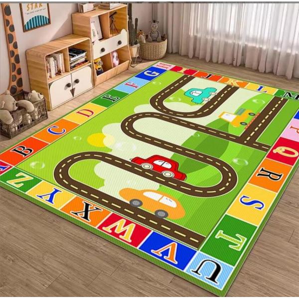 Quality Children Playroom Rug Cartoon Car Traffic Rail Carpets For Living Room Floor, for sale
